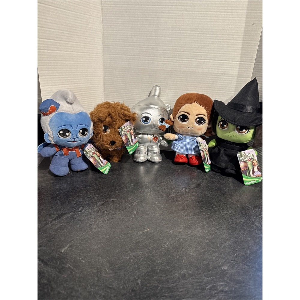 Wizard Of Oz Jazwares 2025 Set Of 5 Plush 8" Dolls Witch, Tin, Toto, Dorothy NEW